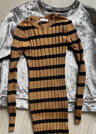 Нарядное платье в рубчик zara новая коллекция