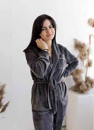 Хіт!тепла бархатна піжама, халат/штани/шорти/футболка/зимний пижамный костюм