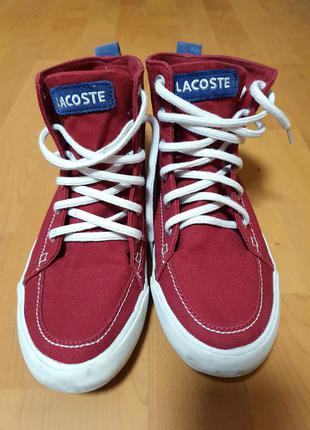 Оригинальные кеды хайтопы lacoste красные3 фото