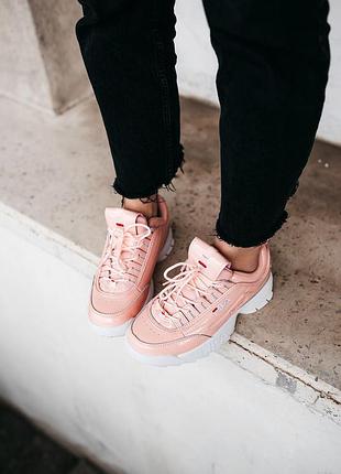 Кросівки fila disruptor 2 pink \ white, кросівки шкіряні жіночі