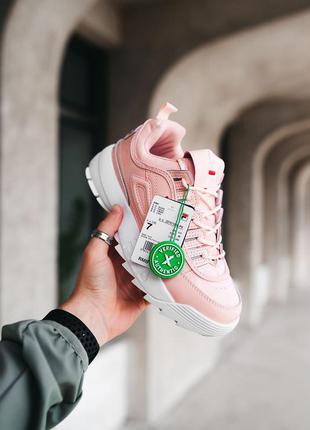 Кросівки fila disruptor 2 pink \ white, кроссовки кожаные женские3 фото