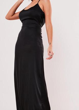 Новое чёрное длинное платье с открытой спинкой от missguided6 фото