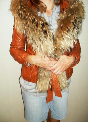Куртка кожаная с мехом1 фото