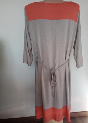 Трикотажное комбинированное платье с рукавом 3/4,большой размер2 фото