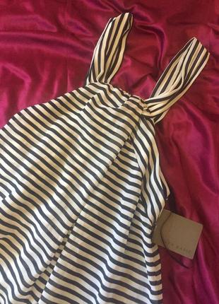 Zara платье в полоску, тельняшка, xs-s, горизонтальная полоска, открытые плечи4 фото