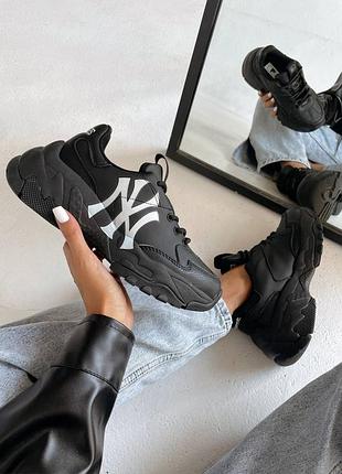 New york black, женские чёрные кроссовки весенние-осенние, кросівки чорні жіночі