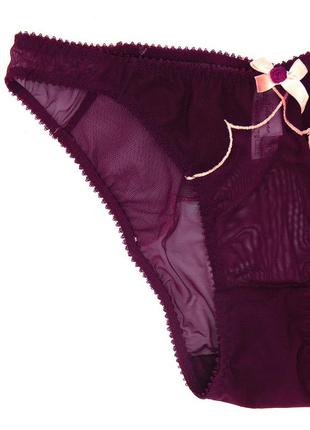 Винный фиолетовый комплект нижнего белья ингрид, фестонами, на косточках, полупрозрачный, сетка7 фото