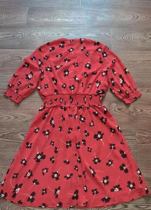 Платье красное шифоновое в цветочки5 фото