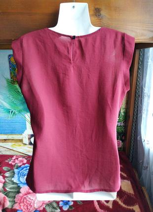 Бордовая блуза с кружевными вставками 44 р.3 фото