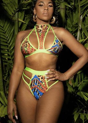 Ярко салатовый топ бикини prettylittlething