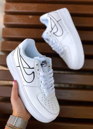 Nike air force 1 white black 3d женские белые модные кроссовки найк форс жіночі білі трендові кросівки бренд3 фото
