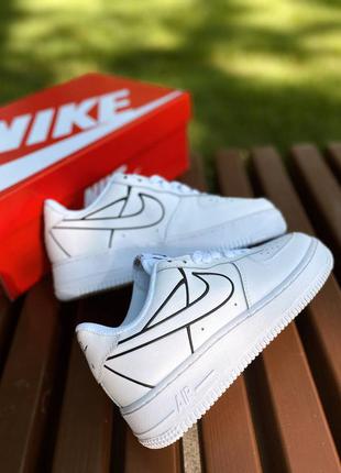 Nike air force 1 white black 3d женские белые модные кроссовки найк форс жіночі білі трендові кросівки бренд7 фото