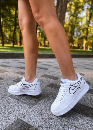 Nike air force 1 white black 3d женские белые модные кроссовки найк форс жіночі білі трендові кросівки бренд8 фото