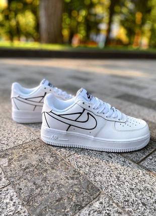 Nike air force 1 white black 3d женские белые модные кроссовки найк форс жіночі білі трендові кросівки бренд4 фото