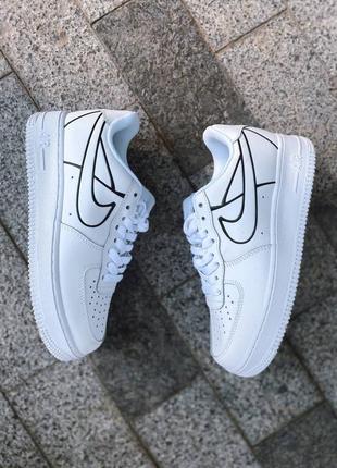 Nike air force 1 white black 3d женские белые модные кроссовки найк форс жіночі білі трендові кросівки бренд5 фото