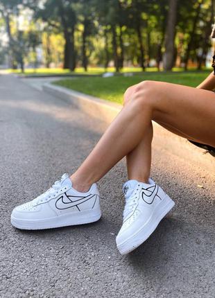 Nike air force 1 white black 3d женские белые модные кроссовки найк форс жіночі білі трендові кросівки бренд2 фото