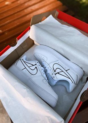Nike air force 1 white black 3d женские белые модные кроссовки найк форс жіночі білі трендові кросівки бренд10 фото