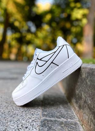 Nike air force 1 white black 3d женские белые модные кроссовки найк форс жіночі білі трендові кросівки бренд9 фото