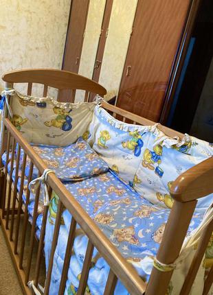 Детская кроватка вместе с матрасом и бортиками, дитяча кроватка1 фото