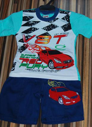 Летний костюм футболка и шортики тачки, маквин, турция2 фото