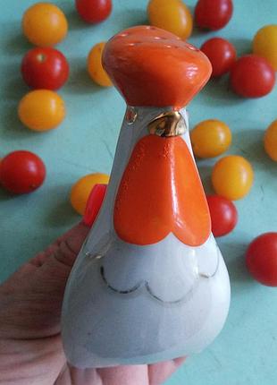 Винтажная фарфоровая статуэтка-солонка(перечница) петух(петушок) полонное(ссср) оригинал