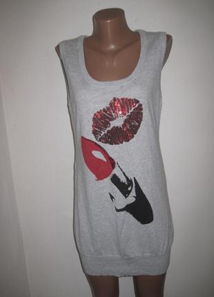 Длинный хлопковый жилет с пайетками f&f р-р14