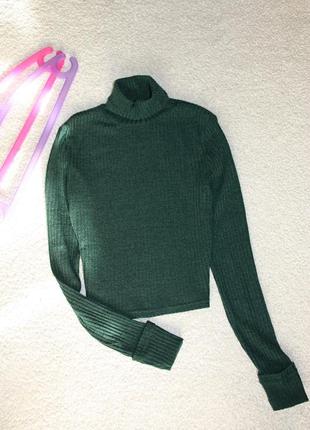 Гольф смарагдового кольору. красива водолазка в рубчик