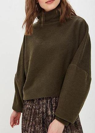 Бомбезний трендовий теплий з начосом світшот оверсайз кольору хакі river island 🍁🌹🍁