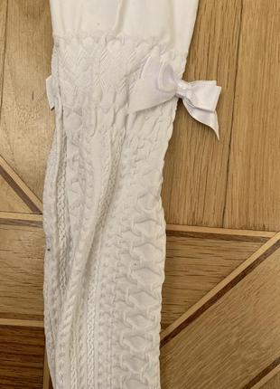 Колготки белые капроновые нарядные для девочки, 7-9 лет, узор бантик8 фото