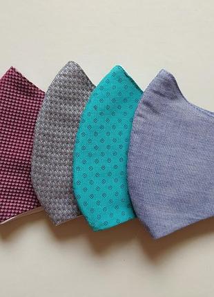 Набір багаторазових тканинних масок бавовна, двошарові, захисні для обличчя.