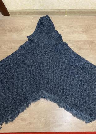 Накидка осенняя, пончо серое