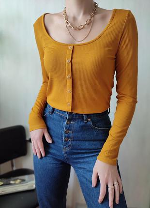 Крутий базовий реглан у рубчик з гудзиками h&m