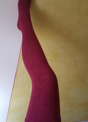Плотные бордовые колготы цвет марсала golden lady velvet flowers - 70den2 фото