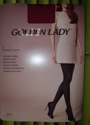 Щільні бордові колготи колір марсала golden lady velvet flowers - 70den