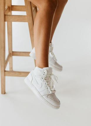 Кроссовки женские найк nike air jordan 1 mid triple white 2.0