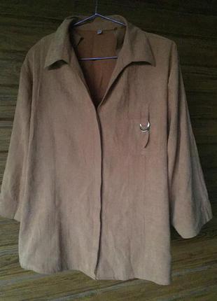 Гірчічна блуза рукав три четверті з штучної замші,