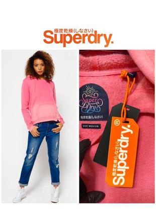 Superdry рожева кофта худі з капюшоном утеплена тонким флісом толстовка світшот runholz owens8 фото