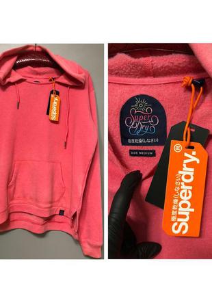 Superdry розовая кофта худи с капюшоном утепленная тонким флисом толстовка свитшот runholz owens5 фото