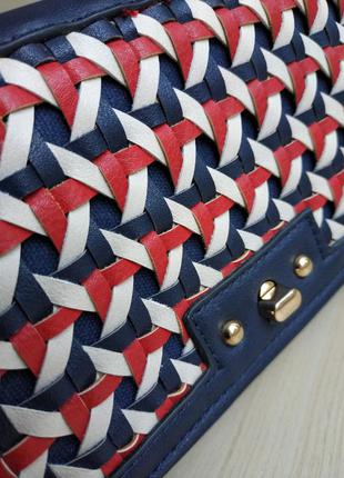 Сумка клатч плетение синяя красная длинная ручка через плечо чемоданчик кросс боди7 фото