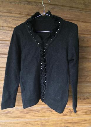 Ангорова кофта з бусінками, рюшка. 80%вовна, мохер ангора
