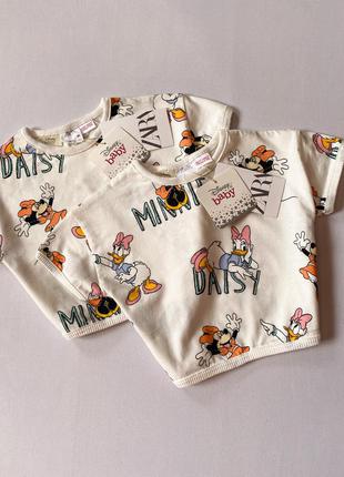Футболка з мінні маус/дейзі дак на дівчинку 3-6/6-9 місяців зара дісней/zara disney