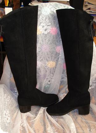 Супер сапоги черного цвета р.37,100% натуральный замш,исландия.