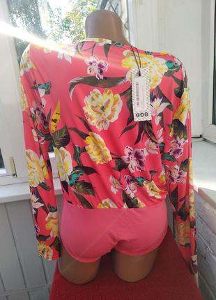 Цветочный боди комбидрес блуза boohoo5 фото