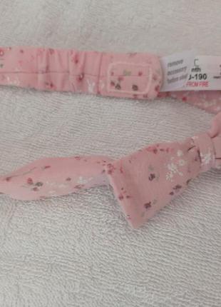 Розовая повязка с бантиком на липучке на маленькую красавицу хлопок1 фото