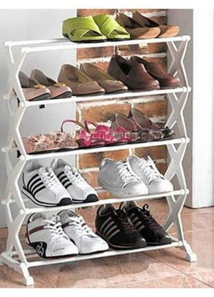 Органайзер полка для обуви стойка складная подставка для хранения взуття полиця shoe rack стеллаж на 5 полок2 фото