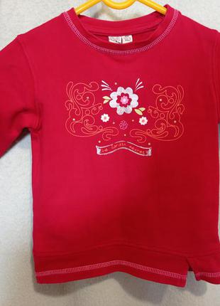 Хлопковая  тёплая с начёсом красная кофта пуловер хлопок немецкая