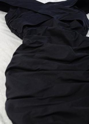 Cachet премиум черное миди платье по колено, жатое из тафты, вечернее8 фото