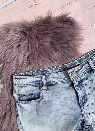 Джинсові шорти з шипами денім denim короткі шортики блакитні світлі джинс3 фото