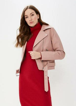 Новая куртка косуха кожанка vila светло розовая курточка эко кожаная демисезон пиджак жакет1 фото