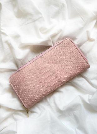 Універсальний рожевий однотонний гаманець клатч портмоне під шкіру крокодила6 фото